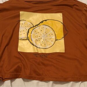 Brown Graphic Tee with Lemon Design